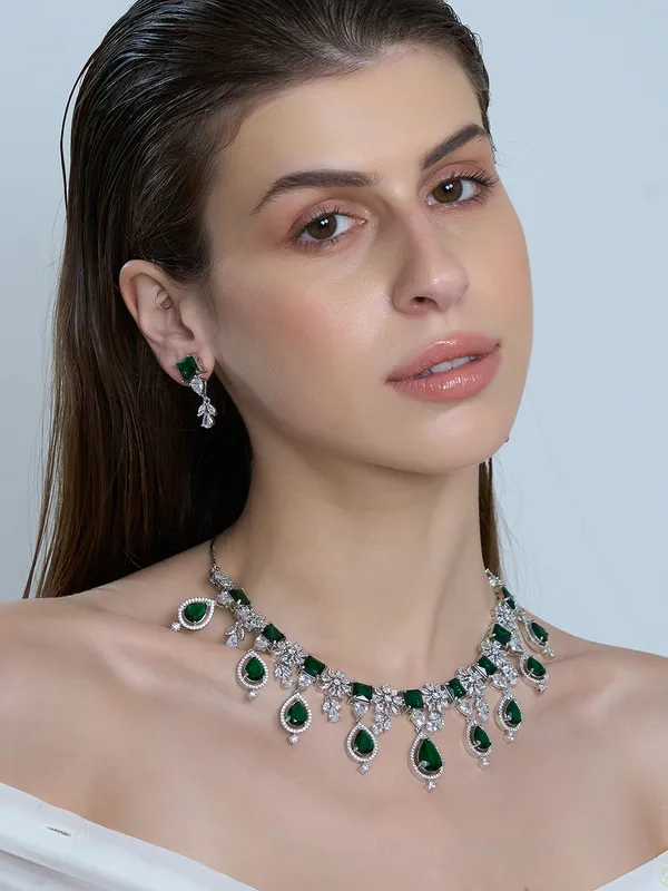 Green_Brass_Silver_Plated_Handcrafted_Water_Resistance_CZ_Stone__Necklace__Set_For_Women