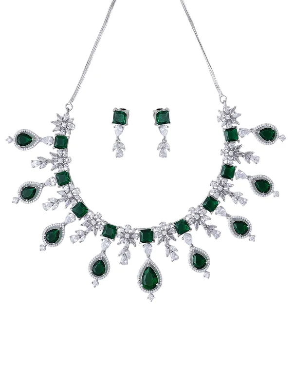 Green_Brass_Silver_Plated_Handcrafted_Water_Resistance_CZ_Stone__Necklace__Set_For_Women