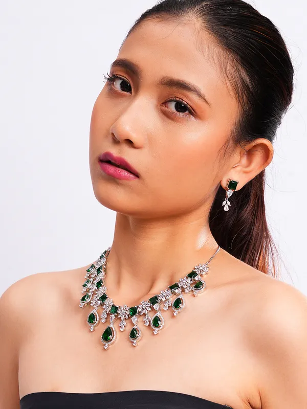 Green_Brass_Silver_Plated_Handcrafted_Water_Resistance_CZ_Stone__Necklace__Set_For_Women
