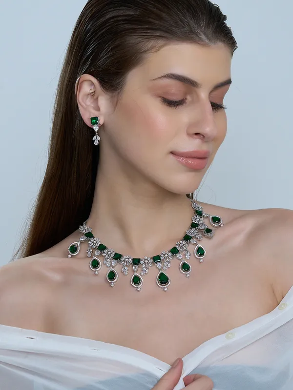 Green_Brass_Silver_Plated_Handcrafted_Water_Resistance_CZ_Stone__Necklace__Set_For_Women