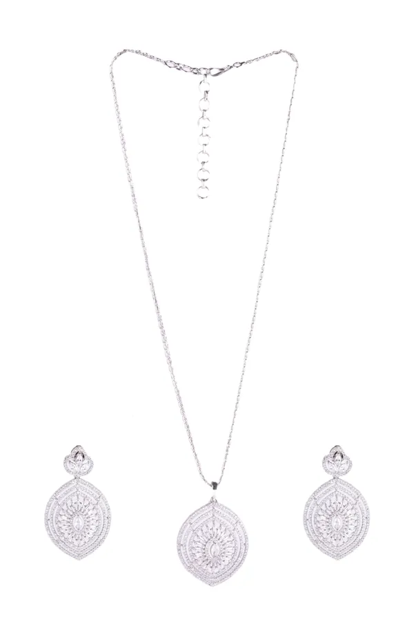 White_Brass_Silver_Plated_Handcrafted_Water_Resistance_CZ_Stone__Earring_Pendent_Ring_Set_For_Women