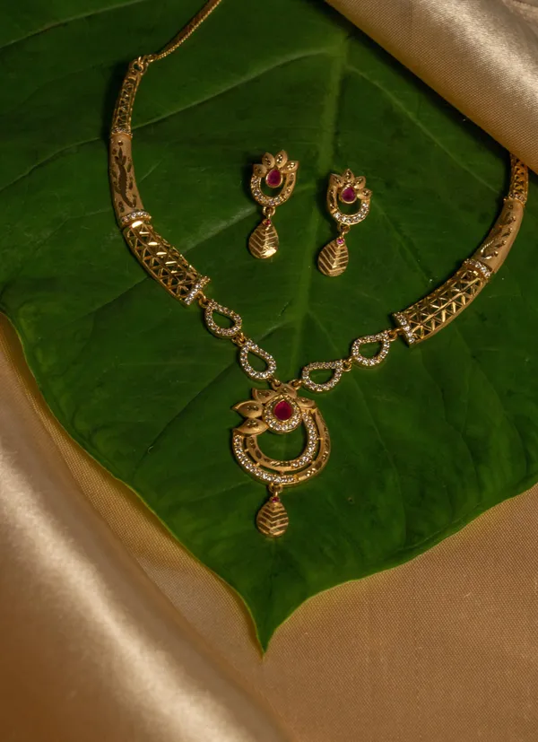 KAYRAH_Women_Red_Brass_Material_Crafted_Zircon_Stone_Studed_Necklace_with_Earrings_|_Modern,_Esthetic_Jewellery_for_Women_and_Girls|_Gifting_Accessories