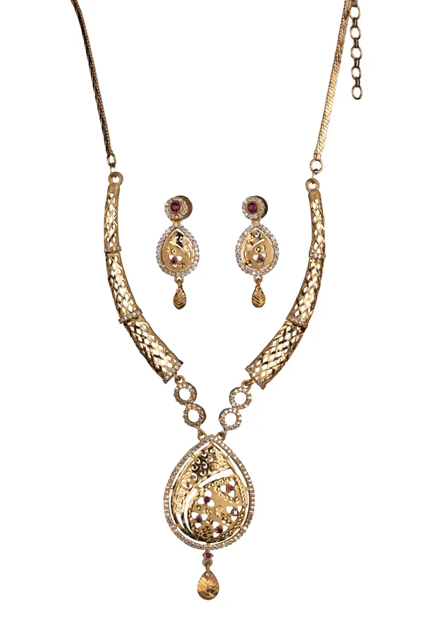 KAYRAH_Women_Golden_Brass_Material_Crafted_Zircon_Stone_Studed_Necklace_with_Earrings_|_Modern,_Esthetic_Jewellery_for_Women_and_Girls|_Gifting_Accessories