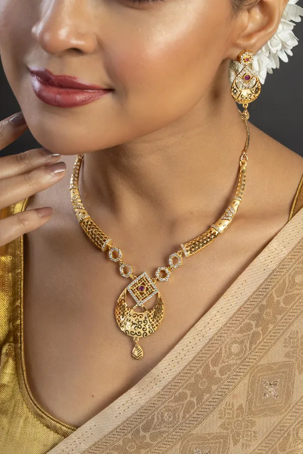 KAYRAH_Women_Red_Brass_Material_Crafted_Zircon_Stone_Studed_Necklace_with_Earrings_|_Modern,_Esthetic_Jewellery_for_Women_and_Girls|_Gifting_Accessories