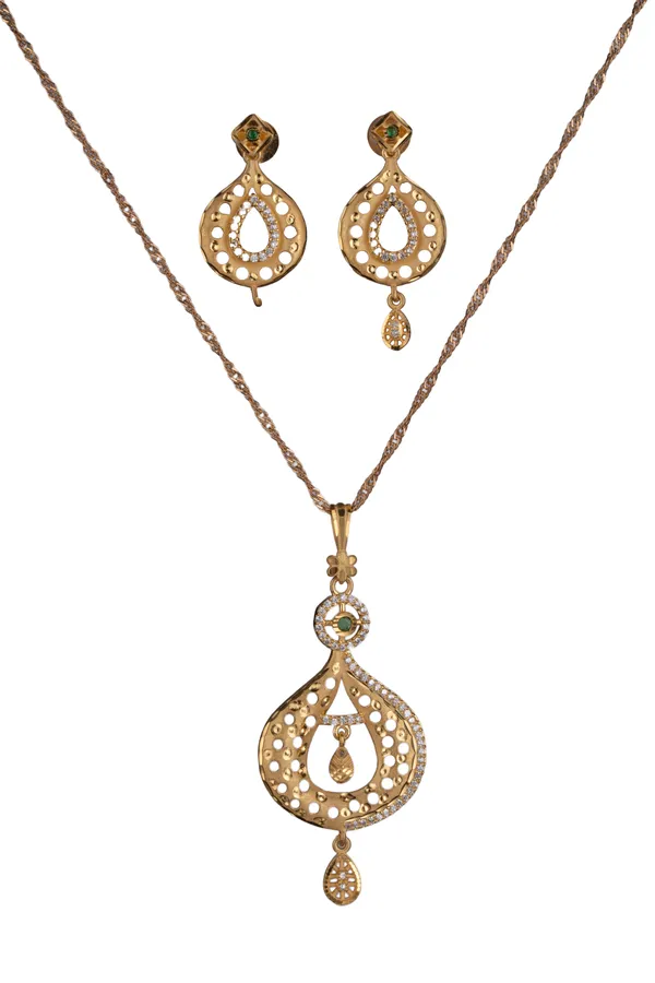 KAYRAH_Women_Green_Brass_Material_Crafted_Zircon_Stone_Studed_Necklace_with_Earrings_|_Modern,_Esthetic_Jewellery_for_Women_and_Girls|_Gifting_Accessories