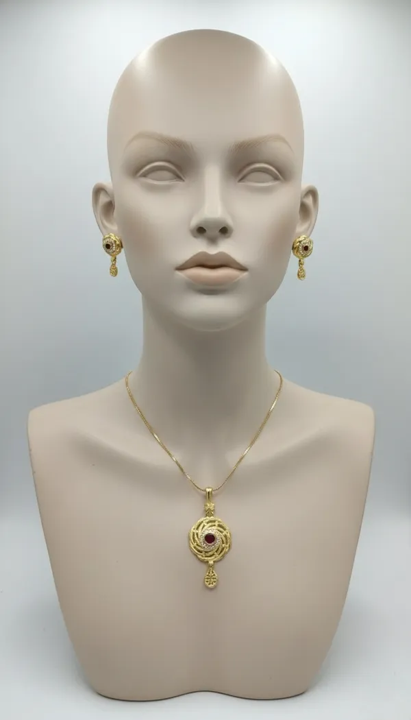 KAYRAH_Women_Red_Brass_Material_Crafted_Onyx_Stone_Studed_Necklace_with_Earrings_|_Modern,_Esthetic_Jewellery_for_Women_and_Girls|_Gifting_Accessories