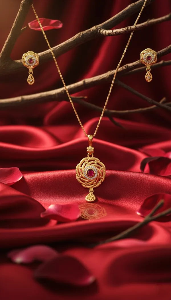 KAYRAH_Women_Red_Brass_Material_Crafted_Onyx_Stone_Studed_Necklace_with_Earrings_|_Modern,_Esthetic_Jewellery_for_Women_and_Girls|_Gifting_Accessories