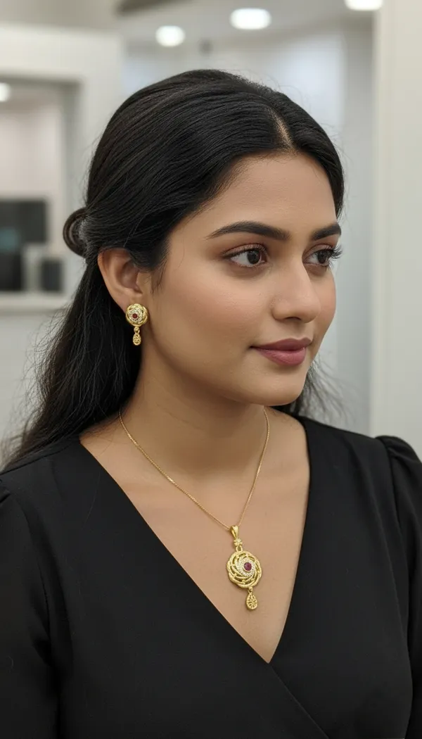 KAYRAH_Women_Red_Brass_Material_Crafted_Onyx_Stone_Studed_Necklace_with_Earrings_|_Modern,_Esthetic_Jewellery_for_Women_and_Girls|_Gifting_Accessories