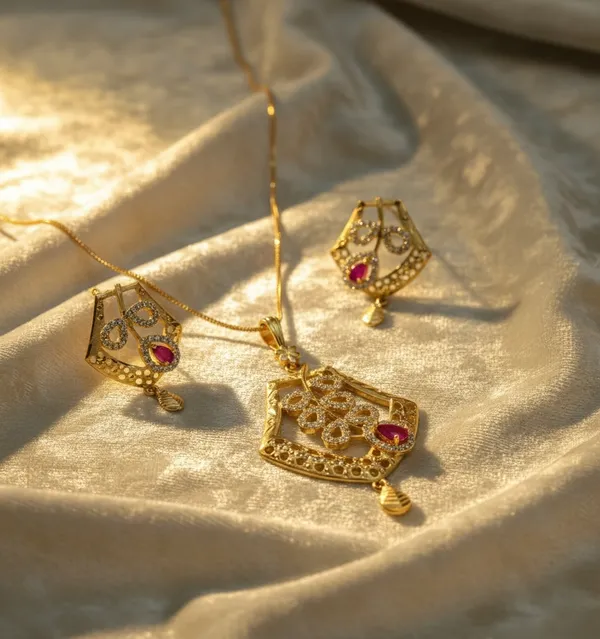 KAYRAH_Women_Red_Brass_Material_Crafted_Zircon_Stone_Studed_Necklace_with_Earrings_|_Modern,_Esthetic_Jewellery_for_Women_and_Girls|_Gifting_Accessories