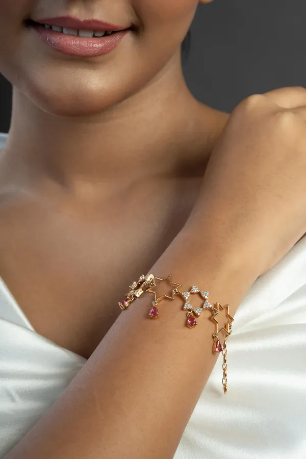 KAYRAH_Red_StoneStar_Shape_Design_Brass_Material_Gold_Plated_Zircon_Stone_Studed-Bracelet_for_Women_|_Modern_Look_for_every_Girl,_Women_|_Gifting_Accessories