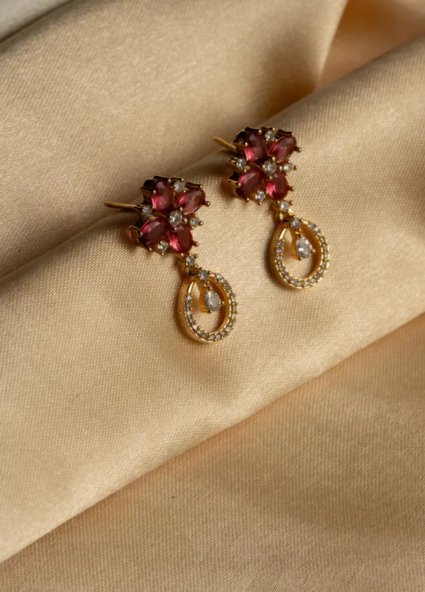 Kayrah_Red_Women_Brass_Material_Handcrafted_zircon_Stone_Studed_Push-Back_Closer_Earrings|_for_Women_and_Girls,_Gift_for_Every_Women