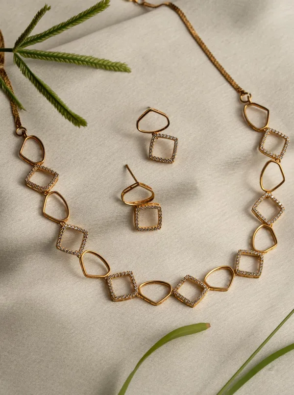 KAYRAH_Women_White_Brass_Material_Crafted_Zircon_Stone_Studed_Necklace_with_Earrings_|_Modern,_Esthetic_Jewellery_for_Women_and_Girls|_Gifting_Accessories