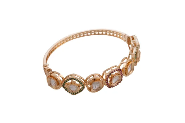 KAYRAH_White_Brass_Material_Gold_Plated_Kundan_Stone_Studed-Bracelet_for_Women_|_Modern_Look_for_every_Girl,Women_|_Gifting_Accessories