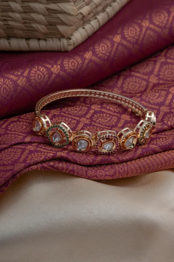 KAYRAH_White_Brass_Material_Gold_Plated_Kundan_Stone_Studed-Bracelet_for_Women_|_Modern_Look_for_every_Girl,Women_|_Gifting_Accessories