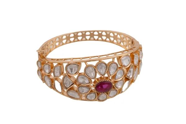 KAYRAH_Red_Brass_Material_Gold_Plated_Kundan_Stone_Studed-Bracelet_for_Women_|_Modern_Look_for_every_Girl,Women_|_Gifting_Accessories