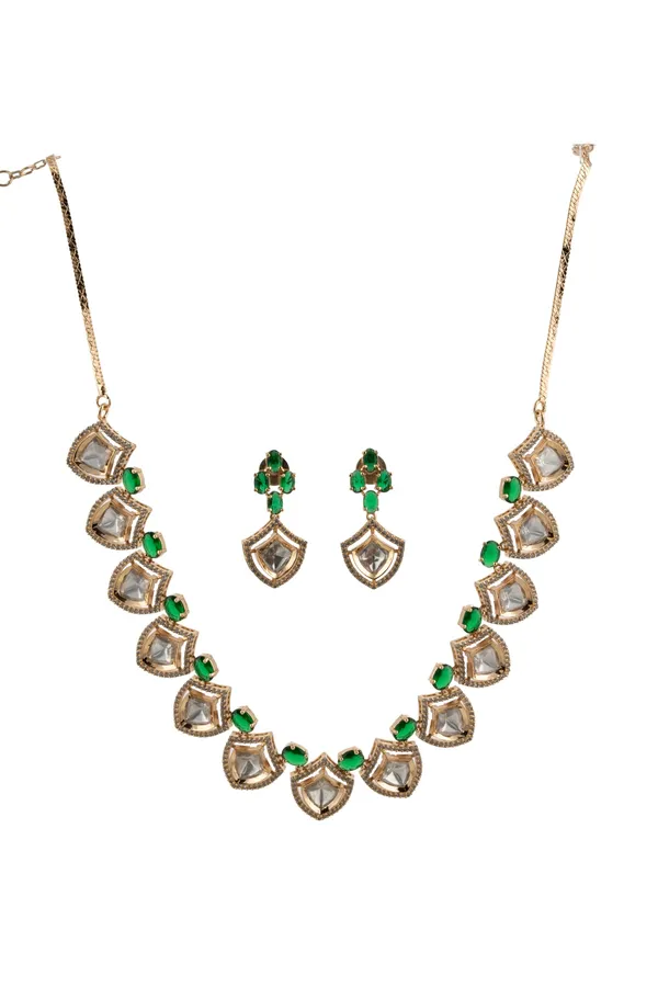 KAYRAH_Women_Green_Brass_Material_Crafted_Kundan_Stone_Studed_Necklace_with_Earrings_|_Modern,_Esthetic_Jewellery_for_Women_and_Girls|_Gifting_Accessories