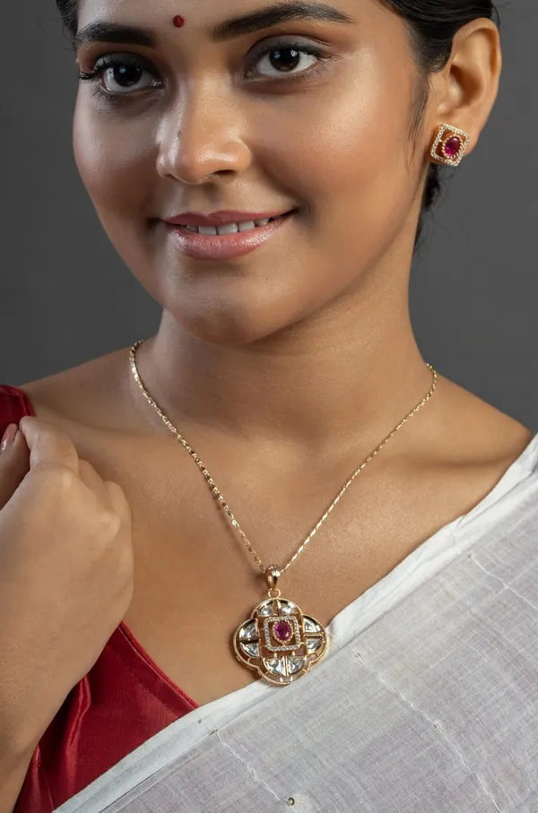 KAYRAH_Women_Red_Brass_Material_Crafted_Kundan_Stone_Studed_Necklace_with_Earrings_|_Modern,_Esthetic_Jewellery_for_Women_and_Girls|_Gifting_Accessories