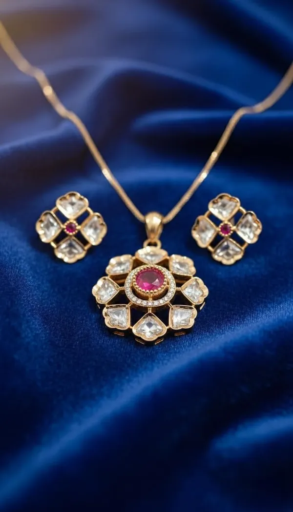 KAYRAH_Women_Red_Brass_Material_Crafted_Kundan_Stone_Studed_Necklace_with_Earrings_|_Modern,_Esthetic_Jewellery_for_Women_and_Girls|_Gifting_Accessories