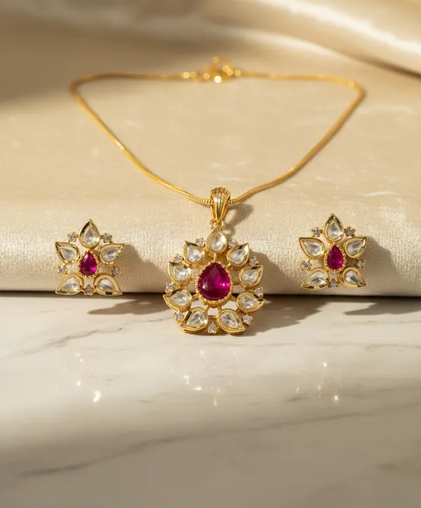 KAYRAH_Women_Red_Brass_Material_Crafted_Kundan_Stone_Studed_Necklace_with_Earrings_|_Modern,_Esthetic_Jewellery_for_Women_and_Girls|_Gifting_Accessories