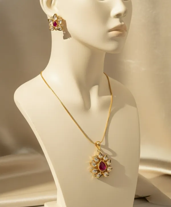 KAYRAH_Women_Red_Brass_Material_Crafted_Kundan_Stone_Studed_Necklace_with_Earrings_|_Modern,_Esthetic_Jewellery_for_Women_and_Girls|_Gifting_Accessories