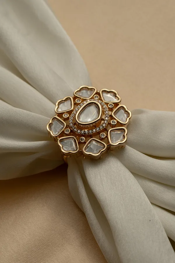KAYRAH_Brass_Material_Topaz_Stone_Stud_Ring_for_Women_and_Girls_for_Every_Occassion_(White_Polki)