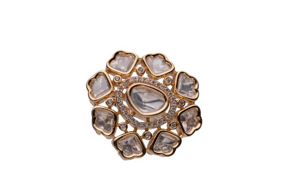KAYRAH_Brass_Material_Topaz_Stone_Stud_Ring_for_Women_and_Girls_for_Every_Occassion_(White_Polki)