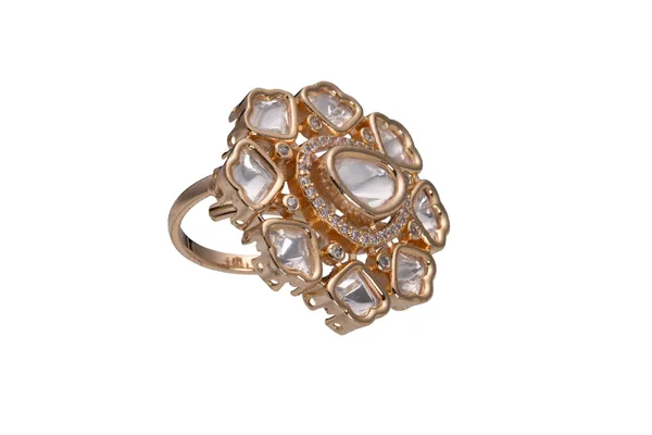 KAYRAH_Brass_Material_Topaz_Stone_Stud_Ring_for_Women_and_Girls_for_Every_Occassion_(White_Polki)