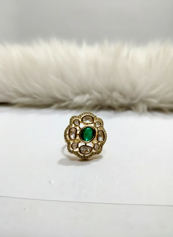 KAYRAH_Brass_Material_Topaz_Stone_Stud_Ring_for_Women_and_Girls_for_Every_Occasion_(Green_Pota)