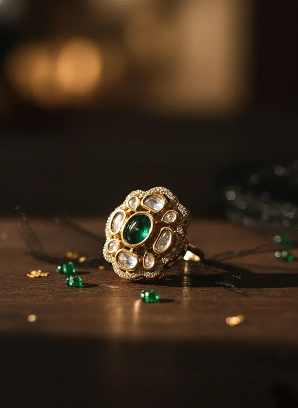 KAYRAH_Brass_Material_Topaz_Stone_Stud_Ring_for_Women_and_Girls_for_Every_Occasion_(Green_Pota)