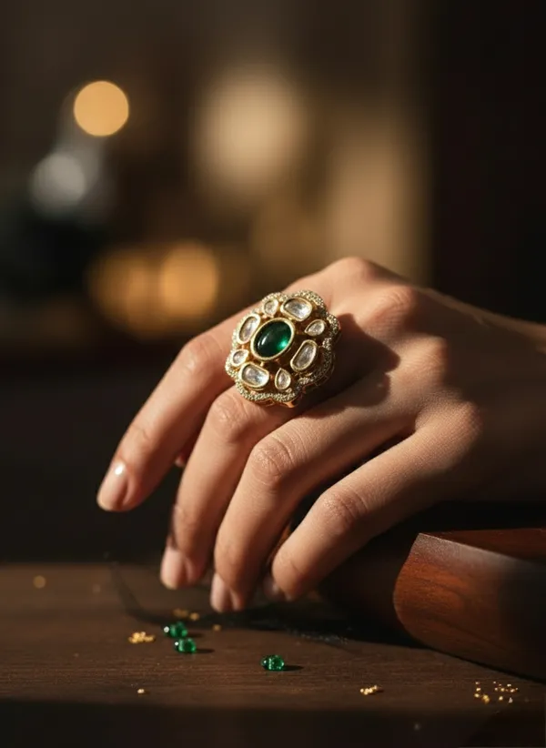 KAYRAH_Brass_Material_Topaz_Stone_Stud_Ring_for_Women_and_Girls_for_Every_Occasion_(Green_Pota)
