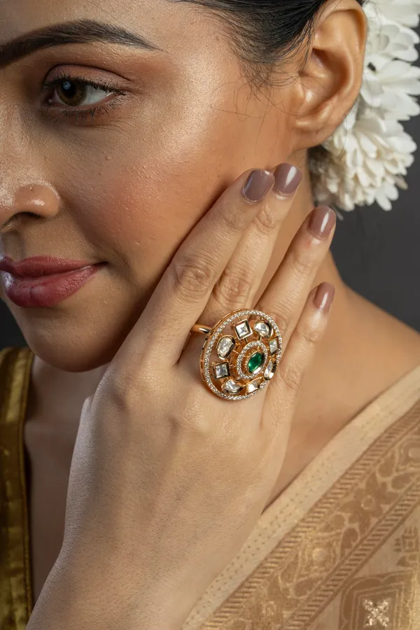 KAYRAH_Brass_Material_Topaz_Stone_Stud_Ring_for_Women_and_Girls_for_Every_Occassion_(Green_Pota)