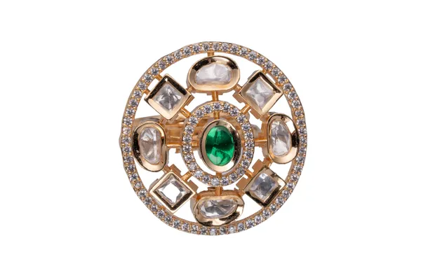 KAYRAH_Brass_Material_Topaz_Stone_Stud_Ring_for_Women_and_Girls_for_Every_Occassion_(Green_Pota)