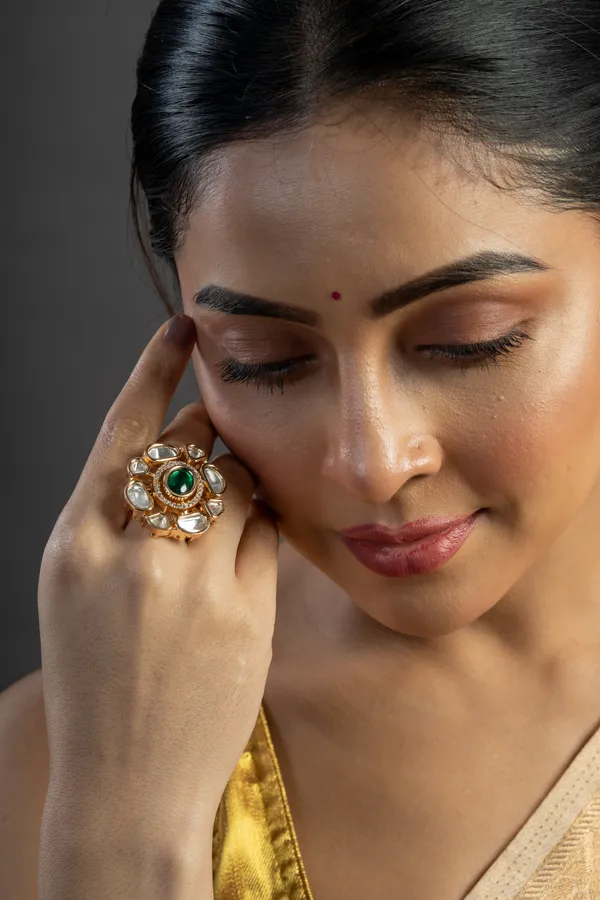 KAYRAH_Brass_Material_Topaz_Stone_Stud_Ring_for_Women_and_Girls_for_Every_Occassion_(Green_Pota)