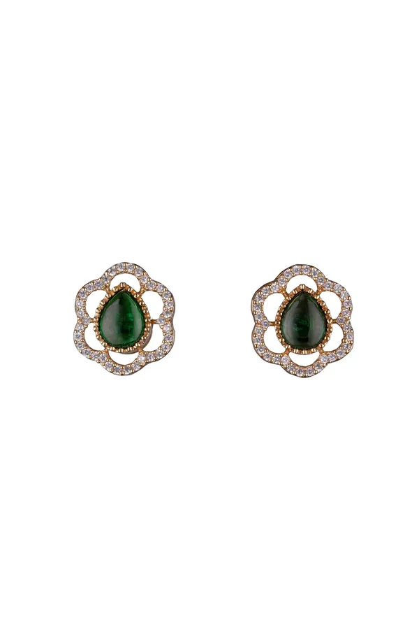 Kayrah_Green_Women_Brass_Material_Handcrafted_onyx_Stone_Studed_Push-Back_Closer_Earrings|_for_Women_and_Girls,_Gift_for_Every_Woman