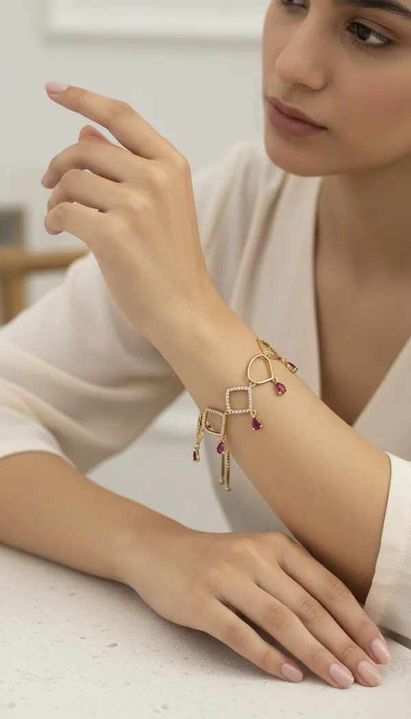KAYRAH_Red_Brass_Material_Gold_Plated_Zicron_Stone_Studed-Bracelet_for_Women_|_Modern_Look_for_every_Girl,_Women_|_Gifting_Accessories