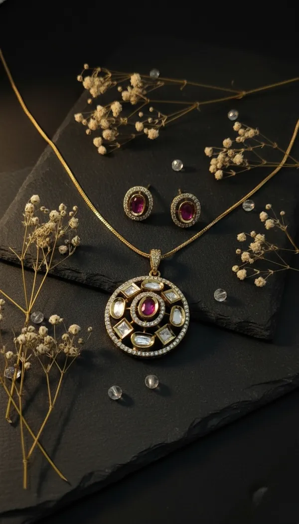 KAYRAH_Women_Red_Brass_Material_Crafted_Kundan_Stone_Studed_Necklace_with_Earrings_|_Modern,_Esthetic_Jewellery_for_Women_and_Girls|_Gifting_Accessories