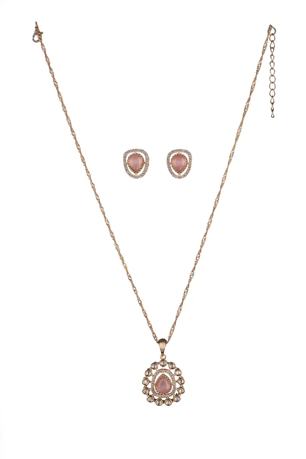 KAYRAH_Women_Pink_Brass_Material_Crafted_Kundan_Stone_Studed_Necklace_with_Earrings_|_Modern,_Esthetic_Jewellery_for_Women_and_Girls|_Gifting_Accessories