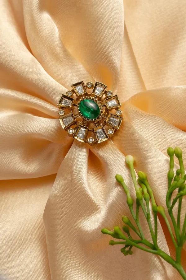 KAYRAH_Brass_Material_Topaz_Stone_Stud_Ring_for_Women_and_Girls_for_Every_Occassion_(Green_Pota)