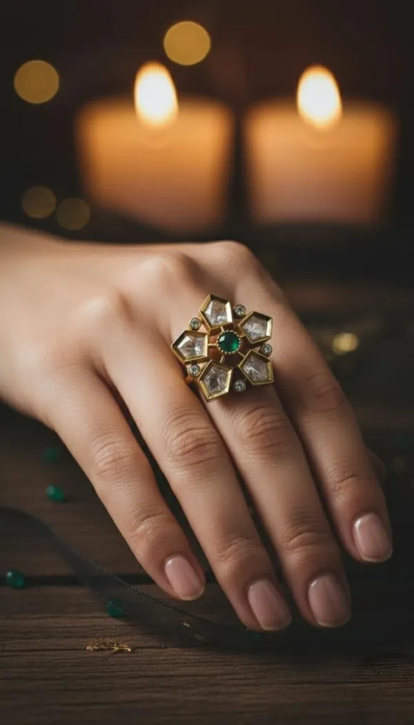 KAYRAH_Brass_Material_Topaz_Stone_Stud_Ring_for_Women_and_Girls_for_Every_Occassion_(Green_Pota)