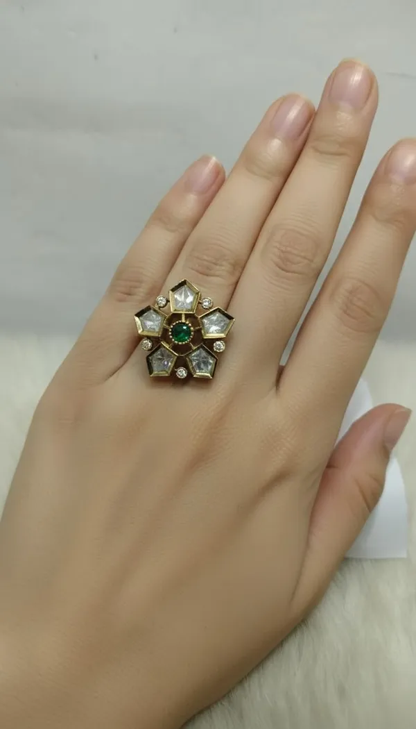 KAYRAH_Brass_Material_Topaz_Stone_Stud_Ring_for_Women_and_Girls_for_Every_Occassion_(Green_Pota)