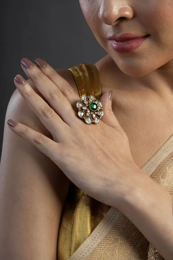 KAYRAH_Brass_Material_Topaz_Stone_Stud_Ring_for_Women_and_Girls_for_Every_Occassion_(Green_Pota)