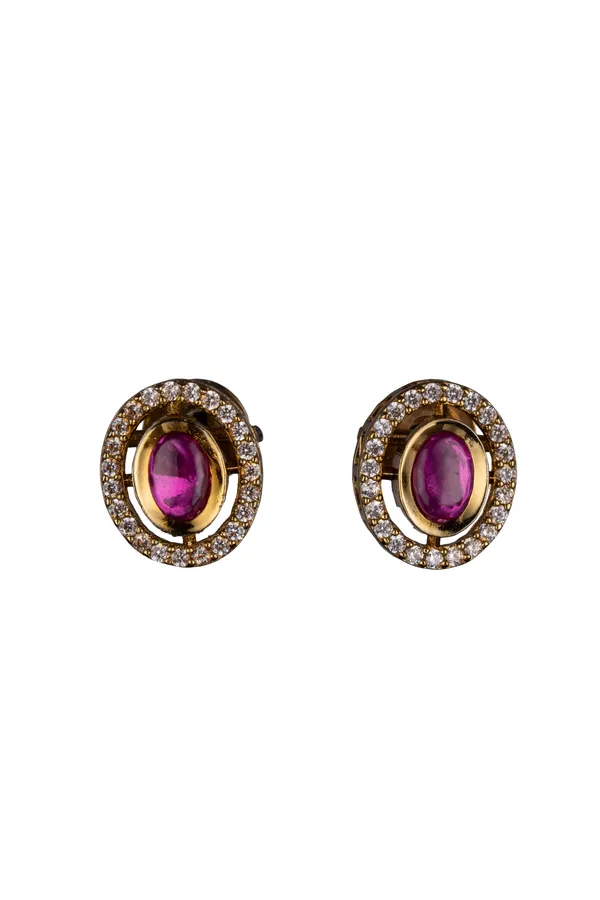Kayrah_Red_Women_Brass_Material_Handcrafted_onyx_Stone_Studed_Push-Back_Closer_Earrings|_for_Women_and_Girls,_Gift_for_Every_Women