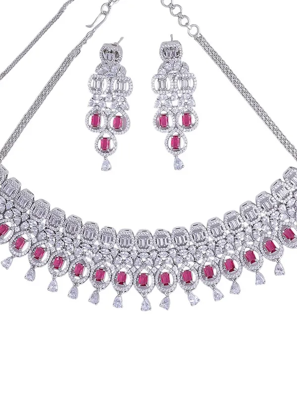 KAYRAH_Women_Pink_Brass_Material_Crafted_CZ_Stone_Studed_Necklace_with_Earrings_|_Jewellery_Set_for_Women,_Girls_(Design_4)