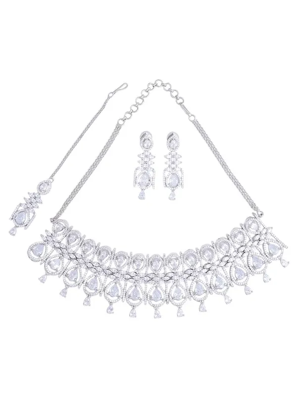 KAYRAH_Women_White_Brass_Material_Crafted_CZ_Stone_Studed_Necklace_with_Earrings_|_Jewellery_Set_for_Women,_Girls_(Design_3)
