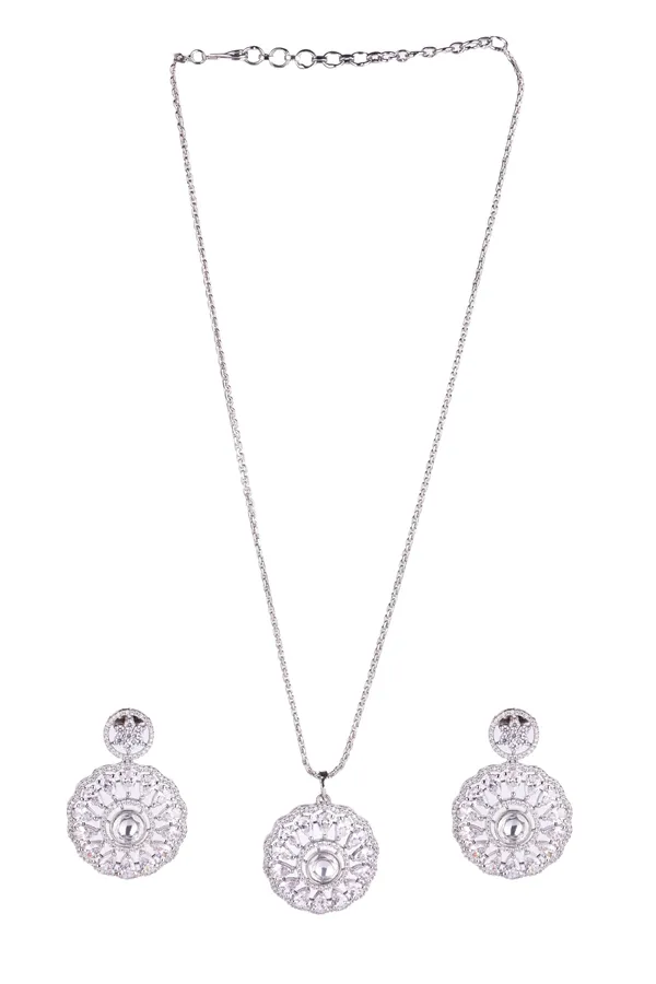 KAYRAH_High-polished_Brass_CZ_Stone_Pendant_Necklace,_Stud_Earrings_and_Ring_Set_for_Women_and_Girls_|_Gifting_Accessories_(White_2)