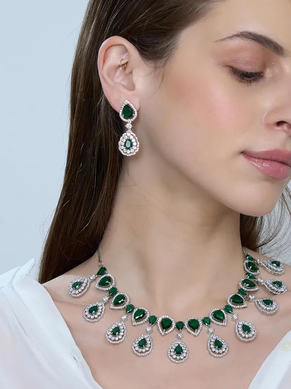 KAYRAH_Women_Green_Brass_Material_Crafted_CZ_Stone_Studed_Necklace_with_Earrings_|_Jewellery_Set_for_Women,_Girls_|_Gifting_Accessories_(Design_11)