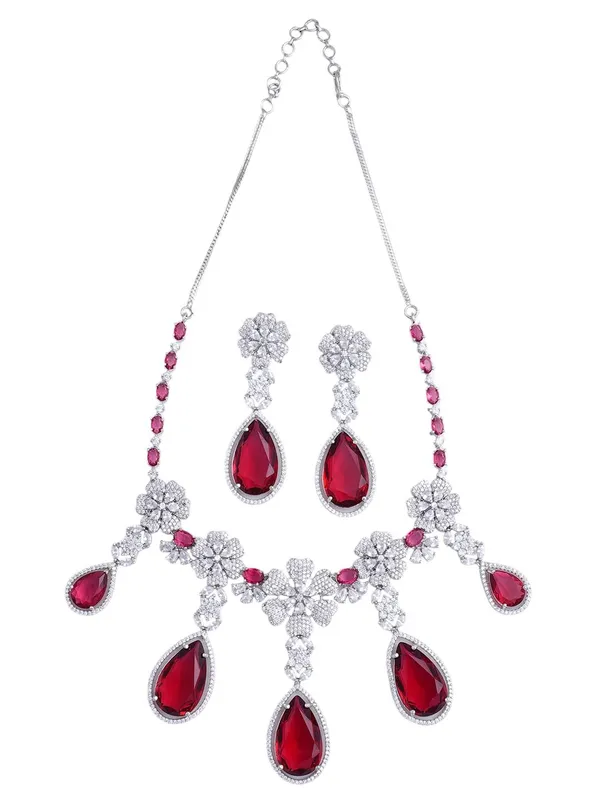KAYRAH_Women_Pink_Brass_Material_Crafted_CZ_Stone_Studed_Necklace_with_Earrings_|_Jewellery_Set_for_Women,_Girls_|_Gifting_Accessories_(Design_2)