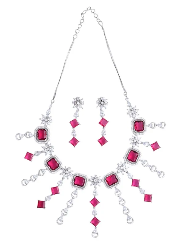 KAYRAH_Women_Pink_Brass_Material_Crafted_CZ_Stone_Studed_Necklace_with_Earrings_|_Jewellery_Set_for_Women,_Girls_(Design_7)