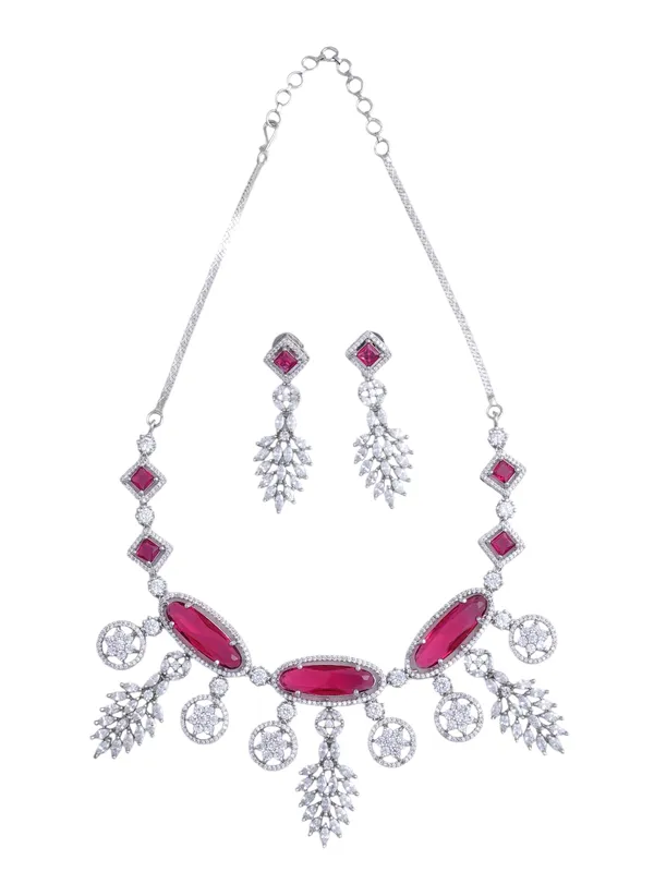 KAYRAH_Women_Pink_Brass_Material_Crafted_CZ_Stone_Studed_Necklace_with_Earrings_|_Jewellery_Set_for_Women,_Girls_(Design_2)