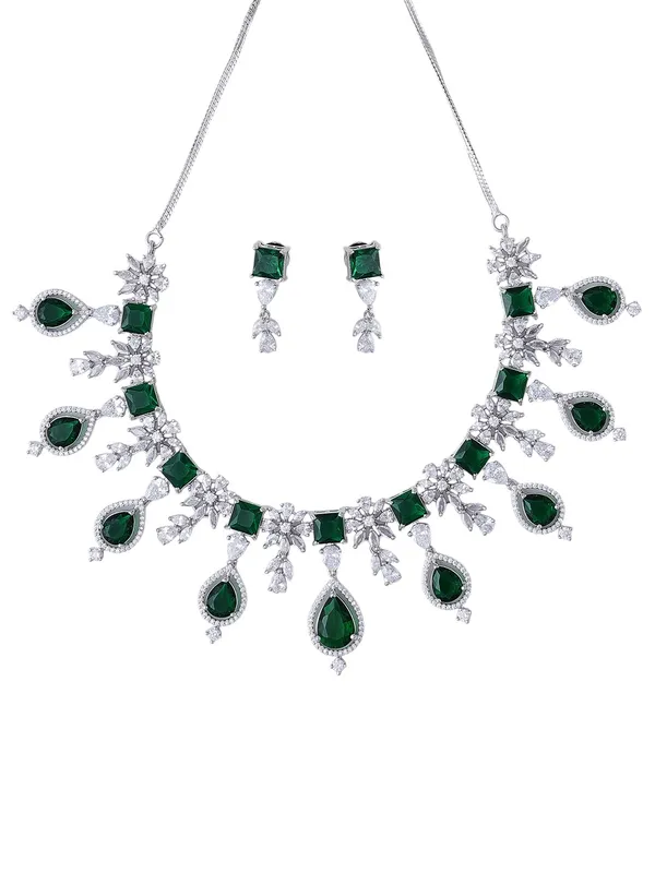 KAYRAH_Women_Green_Brass_Material_Crafted_CZ_Stone_Studed_Necklace_with_Earrings_|_Jewellery_Set_for_Women,_Girls_(Design_3)